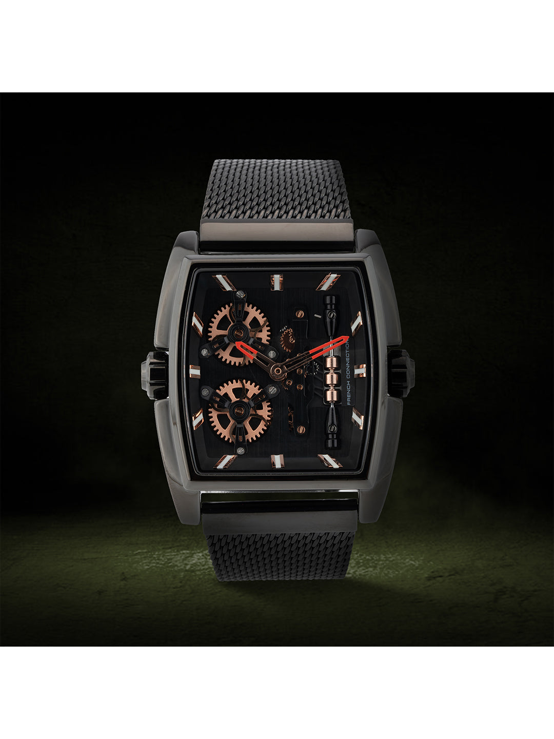 French connection Barrel Black Tonneau Dial Womens Analogue Watch FCM02BM