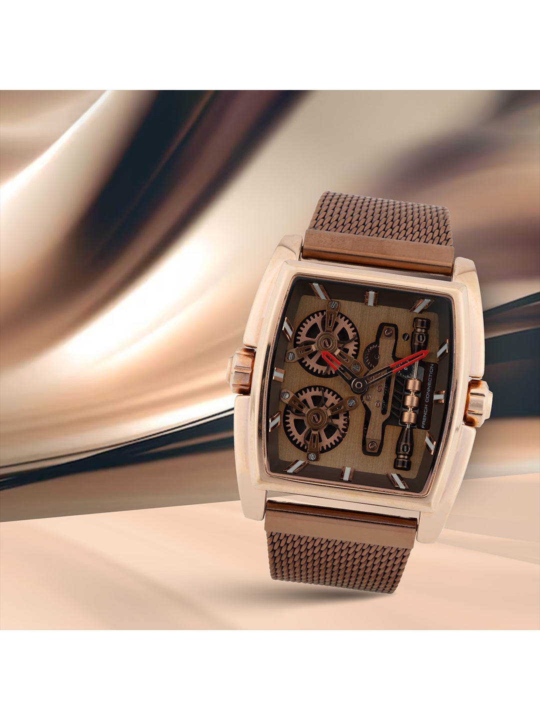 French connection Barrel Brown Tonneau Dial Mens Analogue Watch FCM02BRM