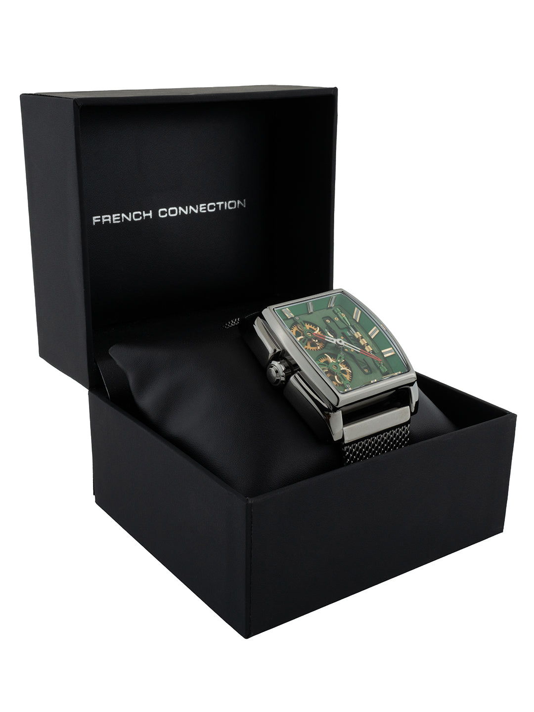 French connection Barrel Green Tonneau Dial Mens Analogue Watch FCM02GNM