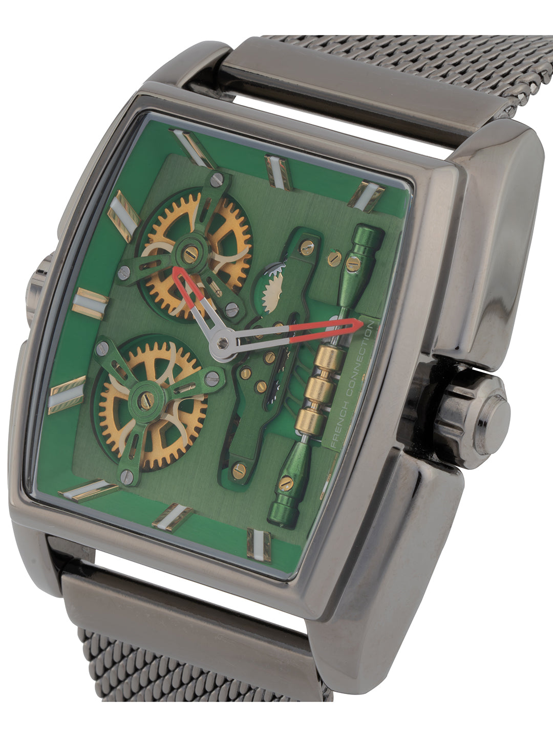 French connection Barrel Green Tonneau Dial Mens Analogue Watch FCM02GNM