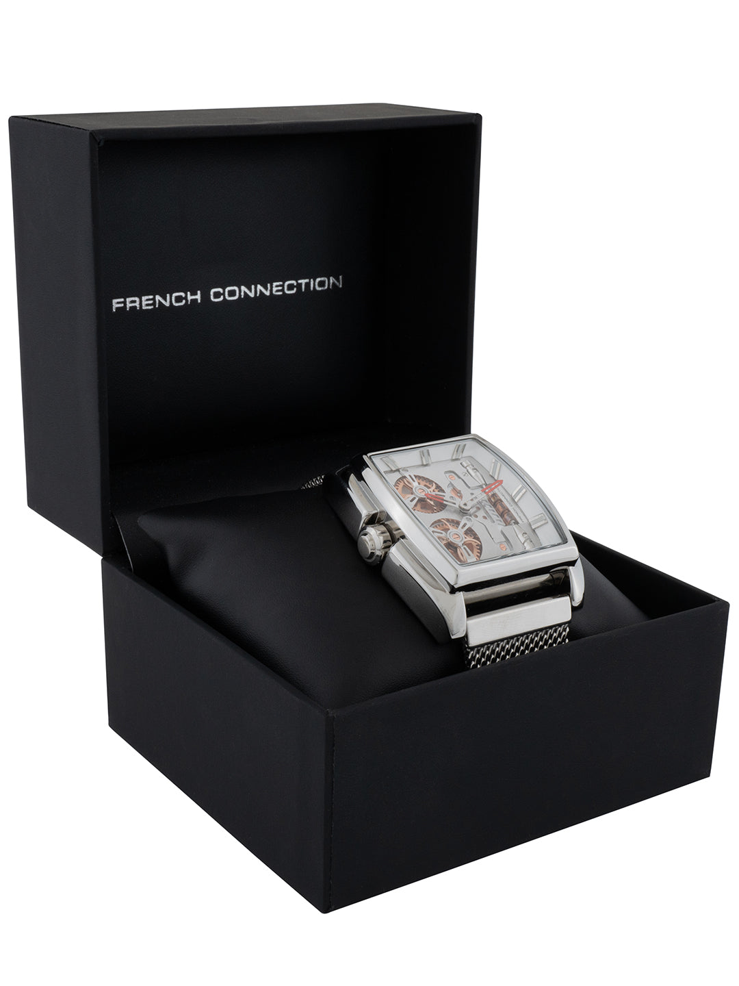 French connection Barrel Silver Tonneau Dial Mens Analogue Watch FCM02SM