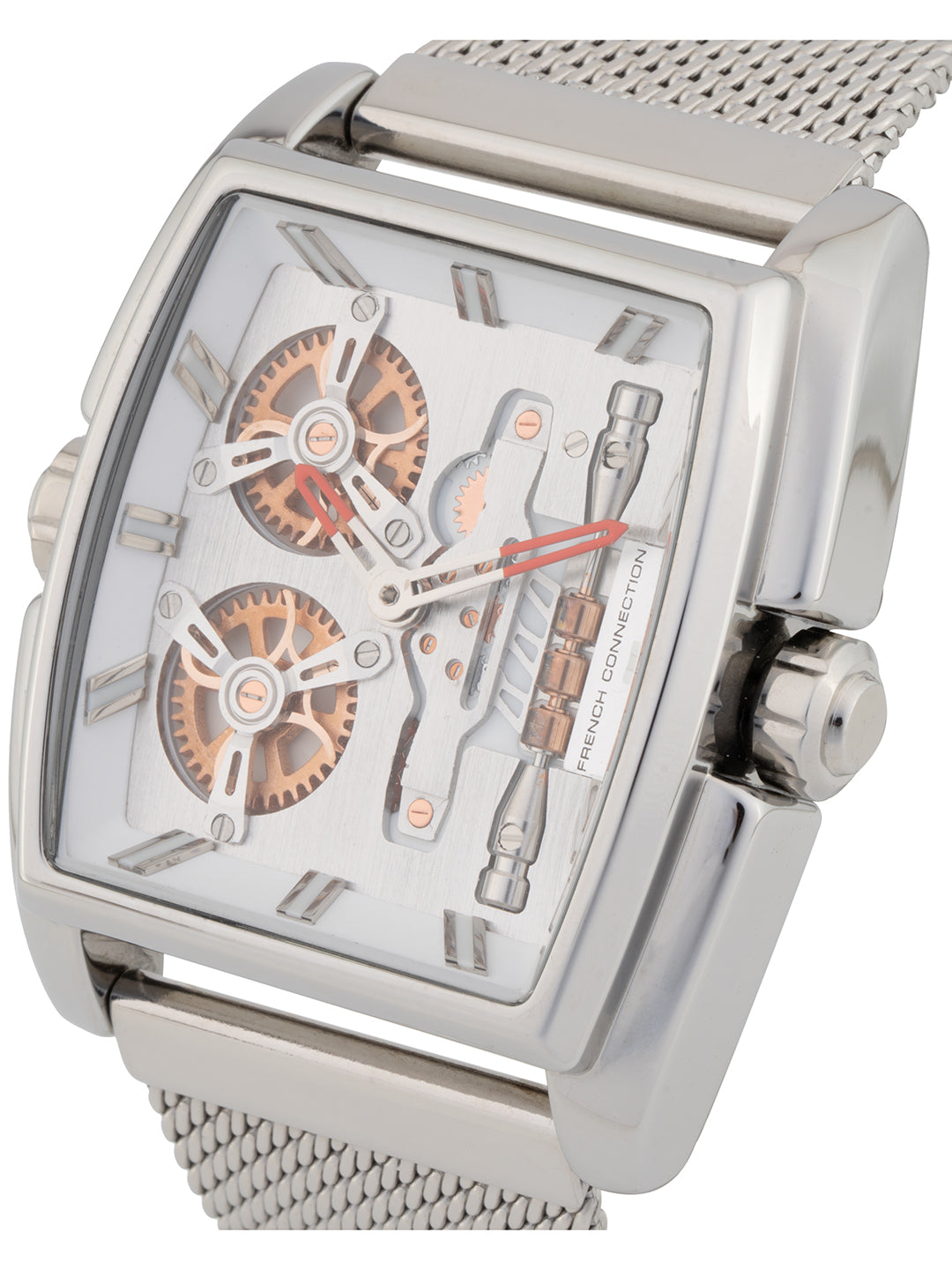 French connection Barrel Silver Tonneau Dial Mens Analogue Watch FCM02SM