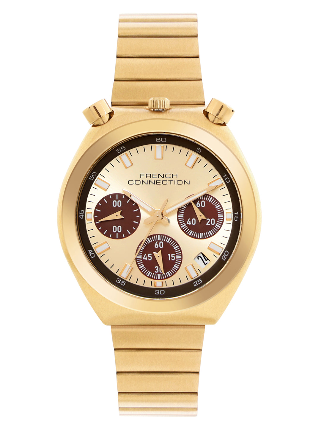 French Connection Gold Dial Chronograph Date Watch for Women's - FCM03GM