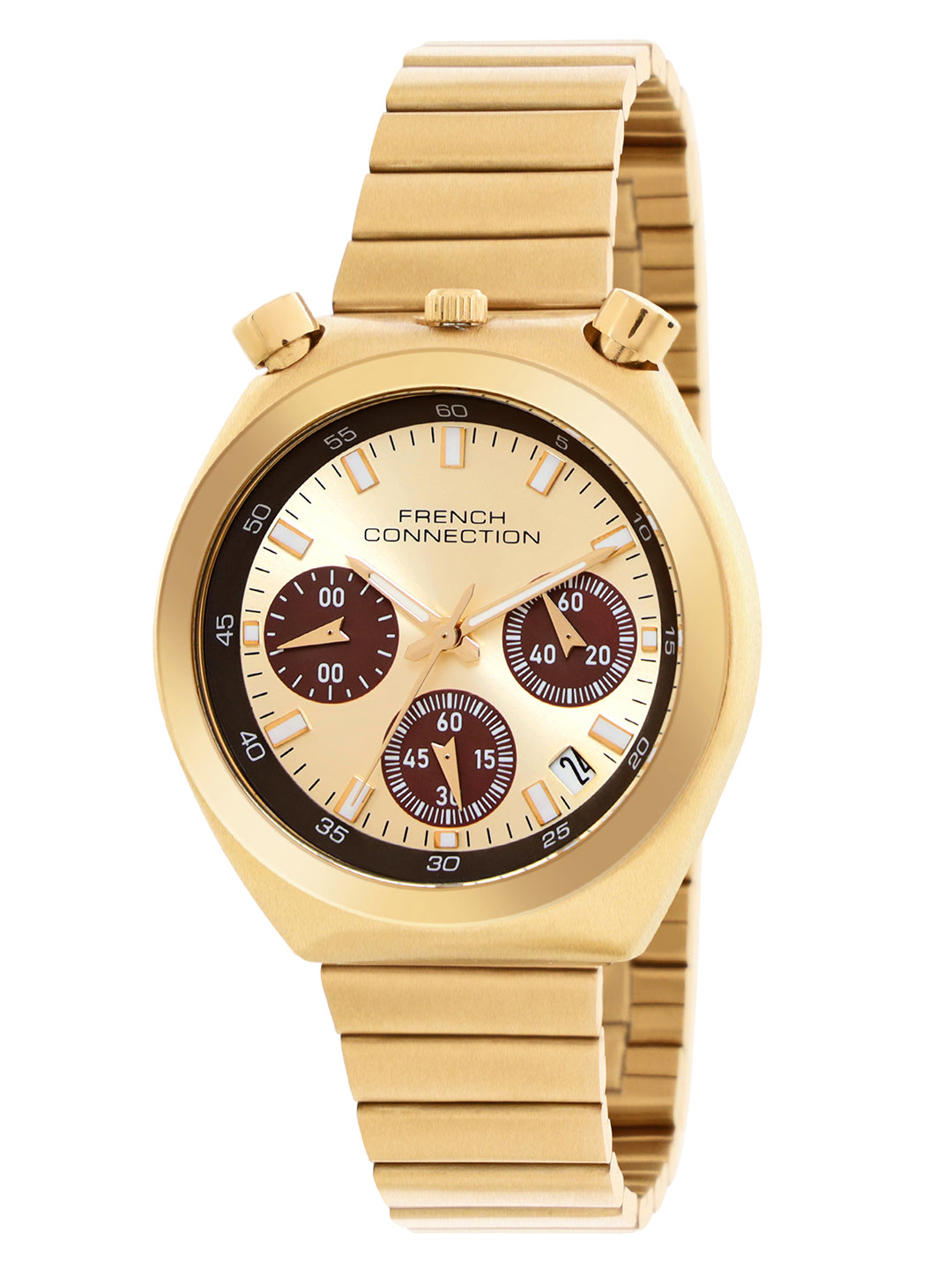 French Connection Gold Dial Chronograph Date Watch for Women's - FCM03GM