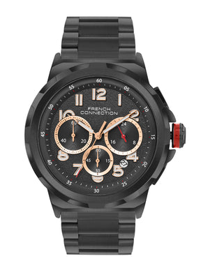French Connection Black Dial Chronograph Date Watch for Men's - FCM04BM