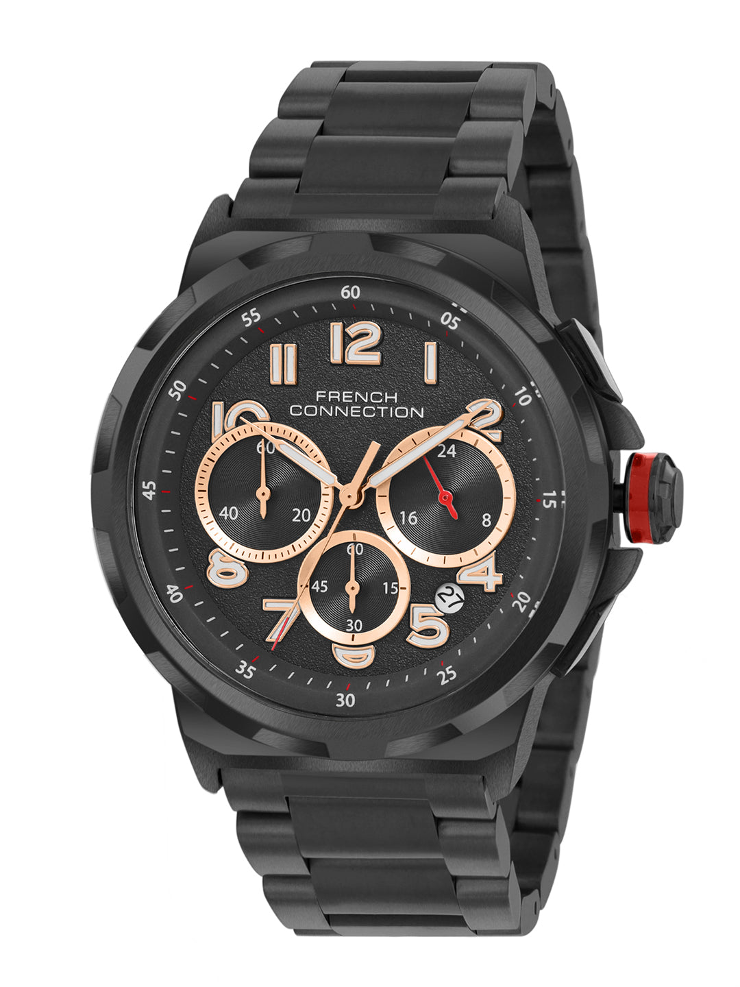 French Connection Black Dial Chronograph Date Watch for Men's - FCM04BM