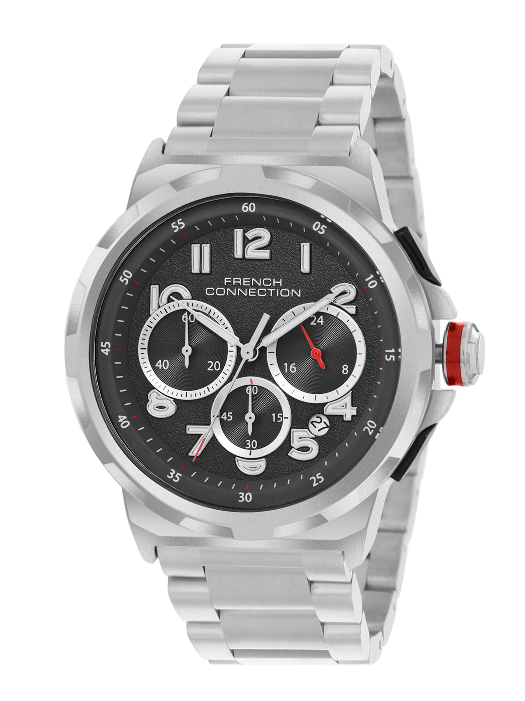 French Connection Black Dial Chronograph Date Watch for Men's - FCM04BSM