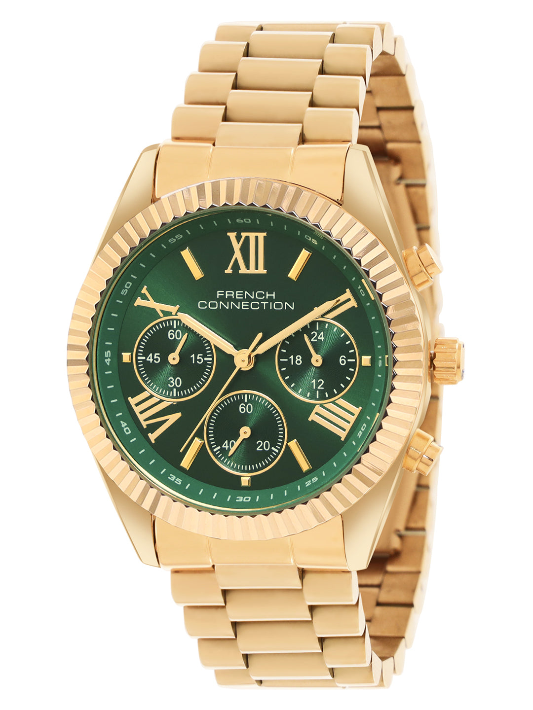 French Connection Green Dial Chronograph Watch for Women - FCM06NGM