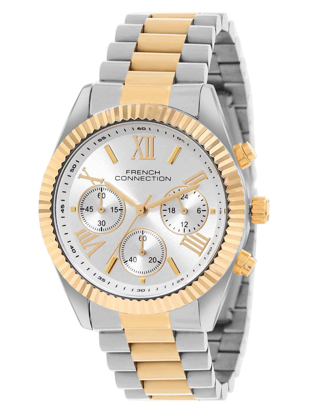 French Connection Silver Dial Chronograph Watch for Women - FCM06STM