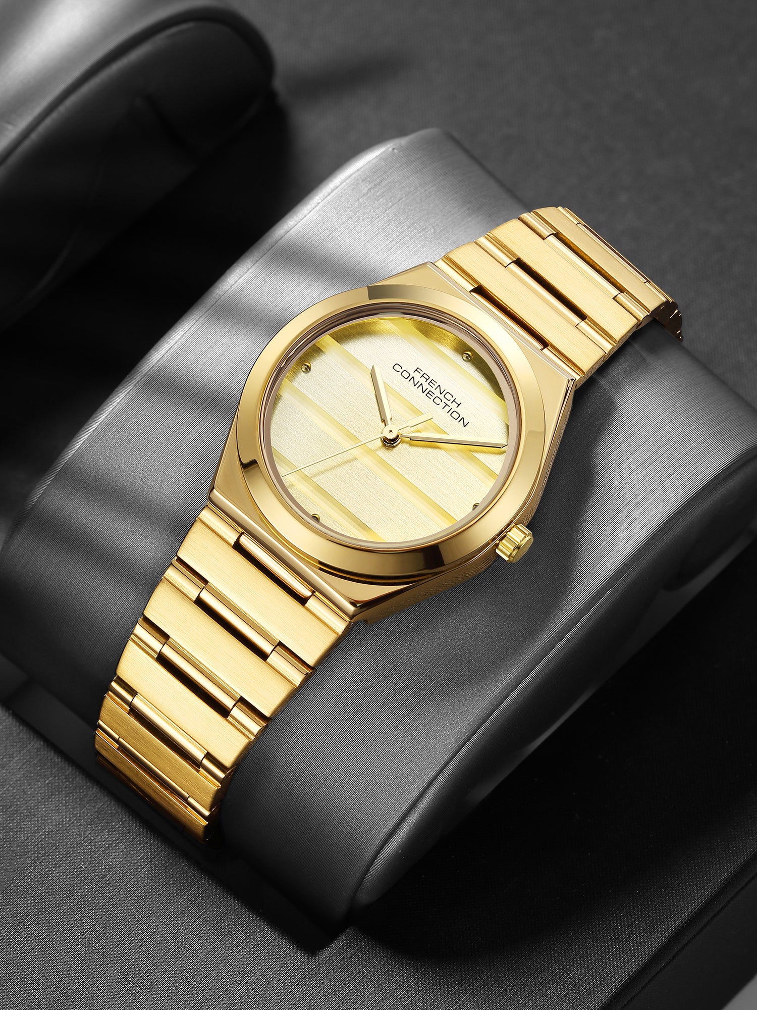 French Connection Aweline | Analog | Champagne Dial | Gold Stainless Steel Strap | Watch for Women - FCM09GM