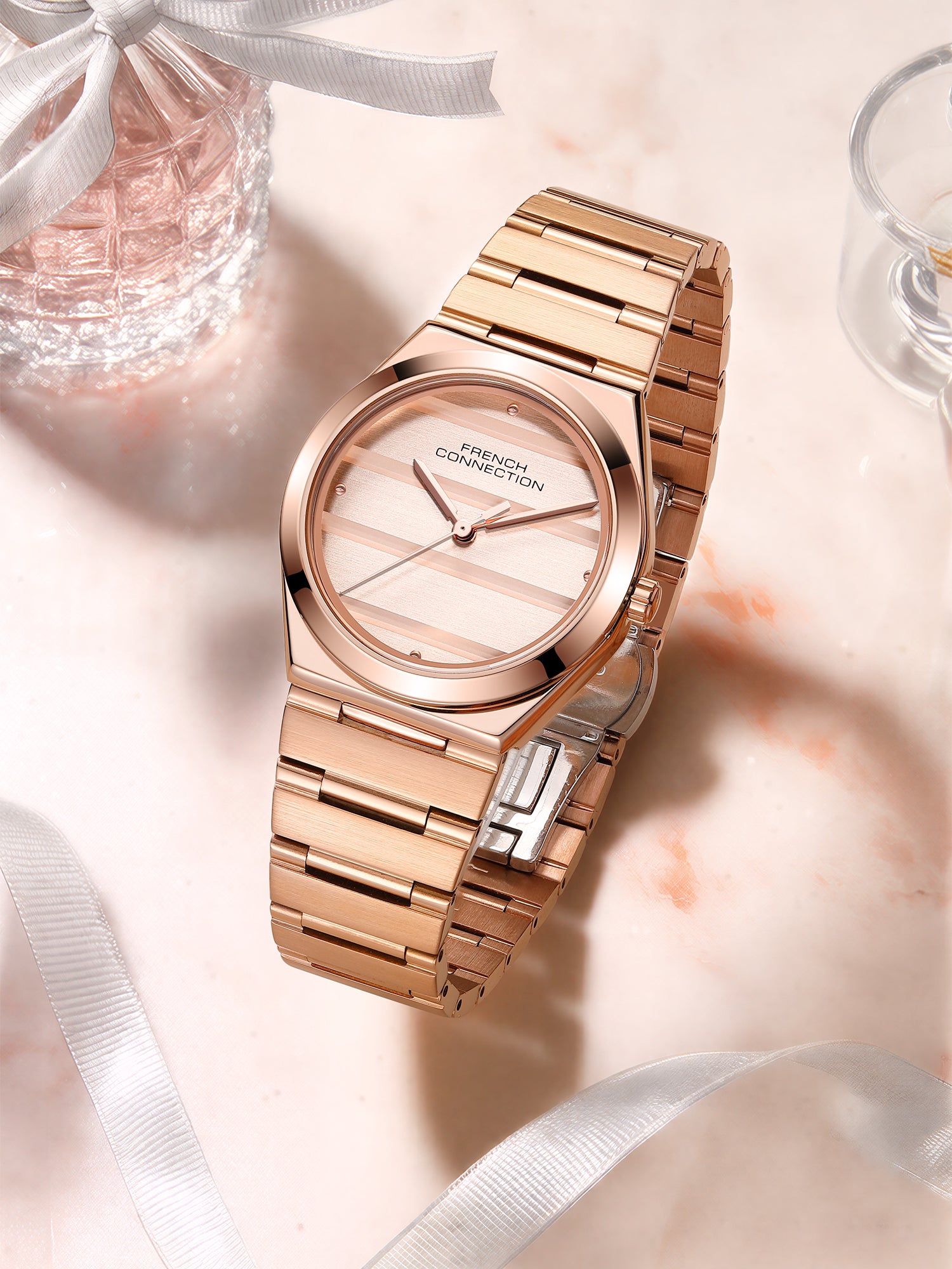 French Connection Aweline | Analog | Rose Gold Dial | Rose Gold Stainless Steel Strap | Watch for Women - FCM09RGM