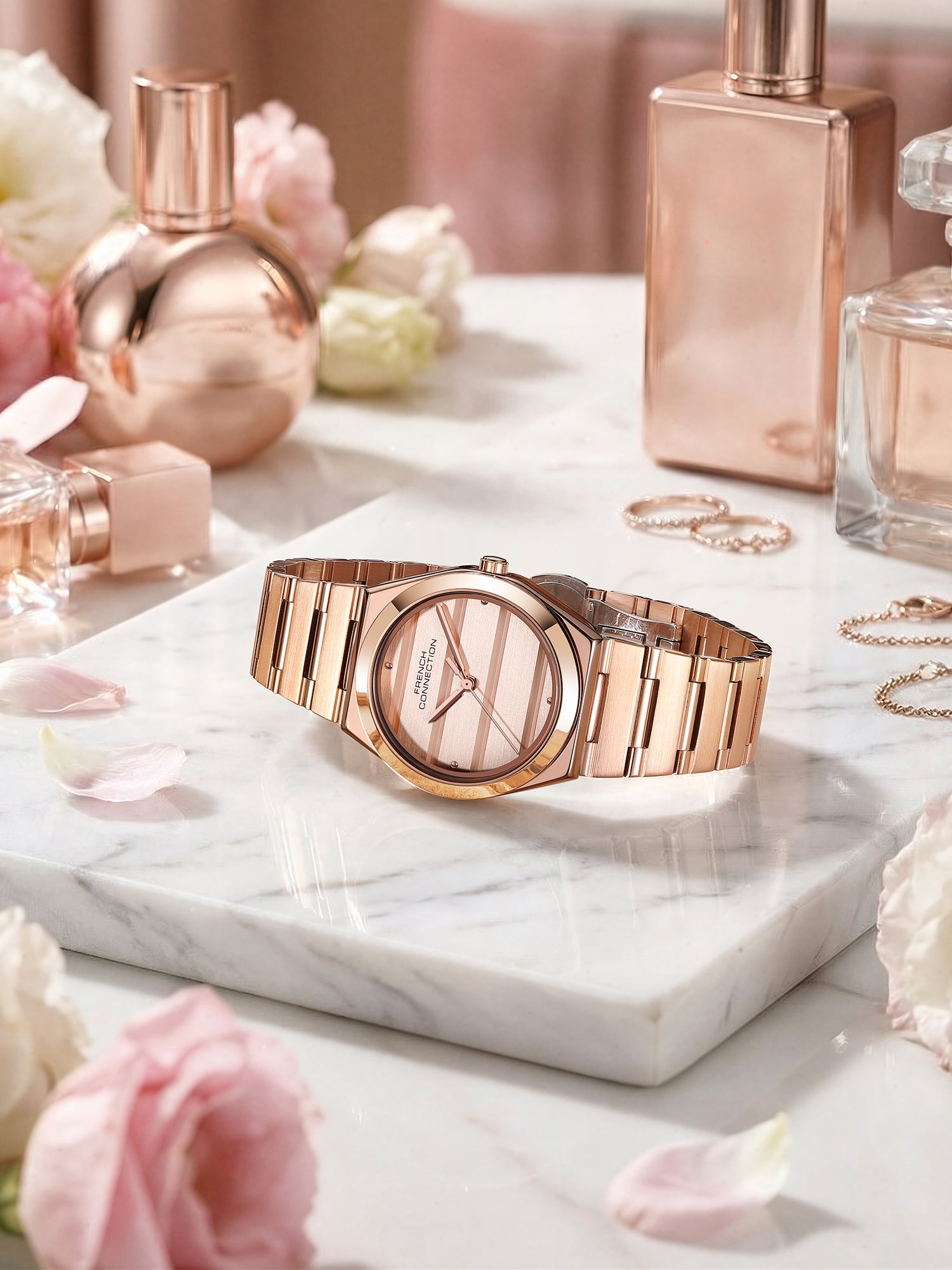 French Connection Aweline | Analog | Rose Gold Dial | Rose Gold Stainless Steel Strap | Watch for Women - FCM09RGM