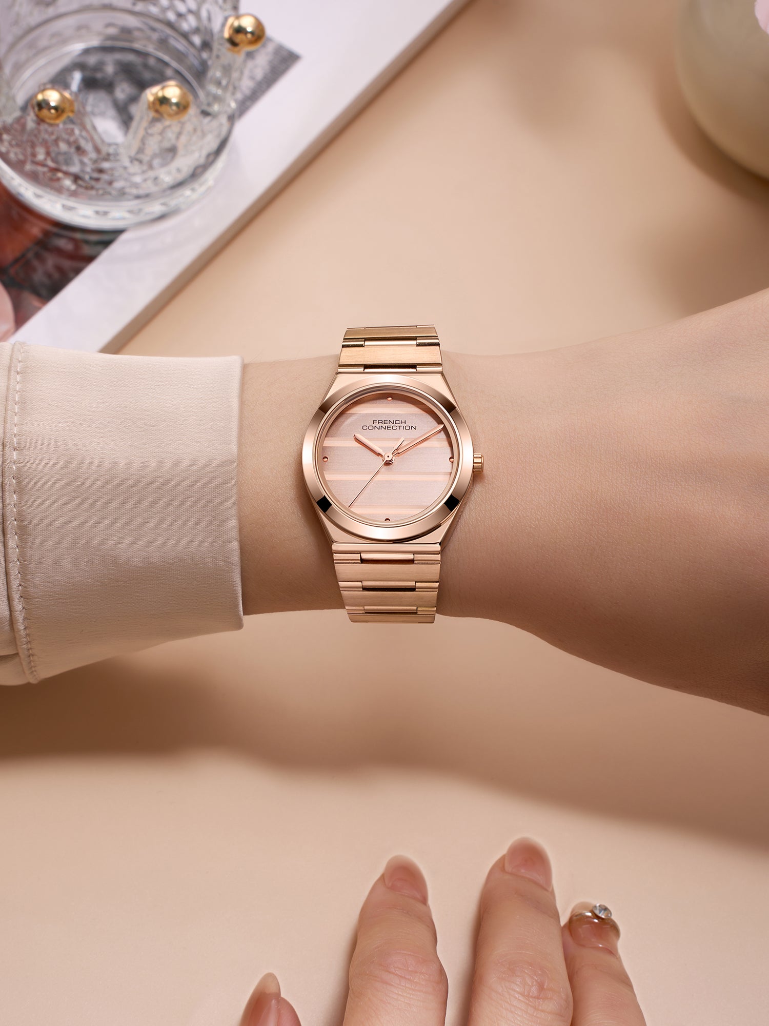 French Connection Aweline | Analog | Rose Gold Dial | Rose Gold Stainless Steel Strap | Watch for Women - FCM09RGM