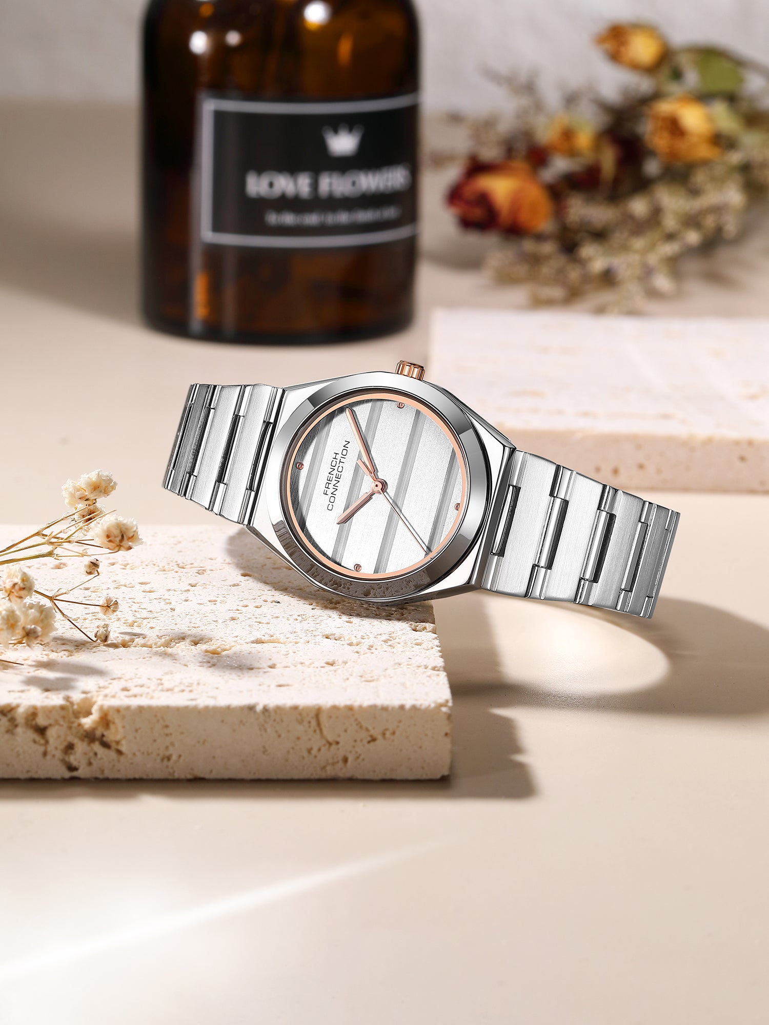 French Connection Aweline | Analog | White Dial | Silver Stainless Steel Strap | Watch for Women - FCM09SM