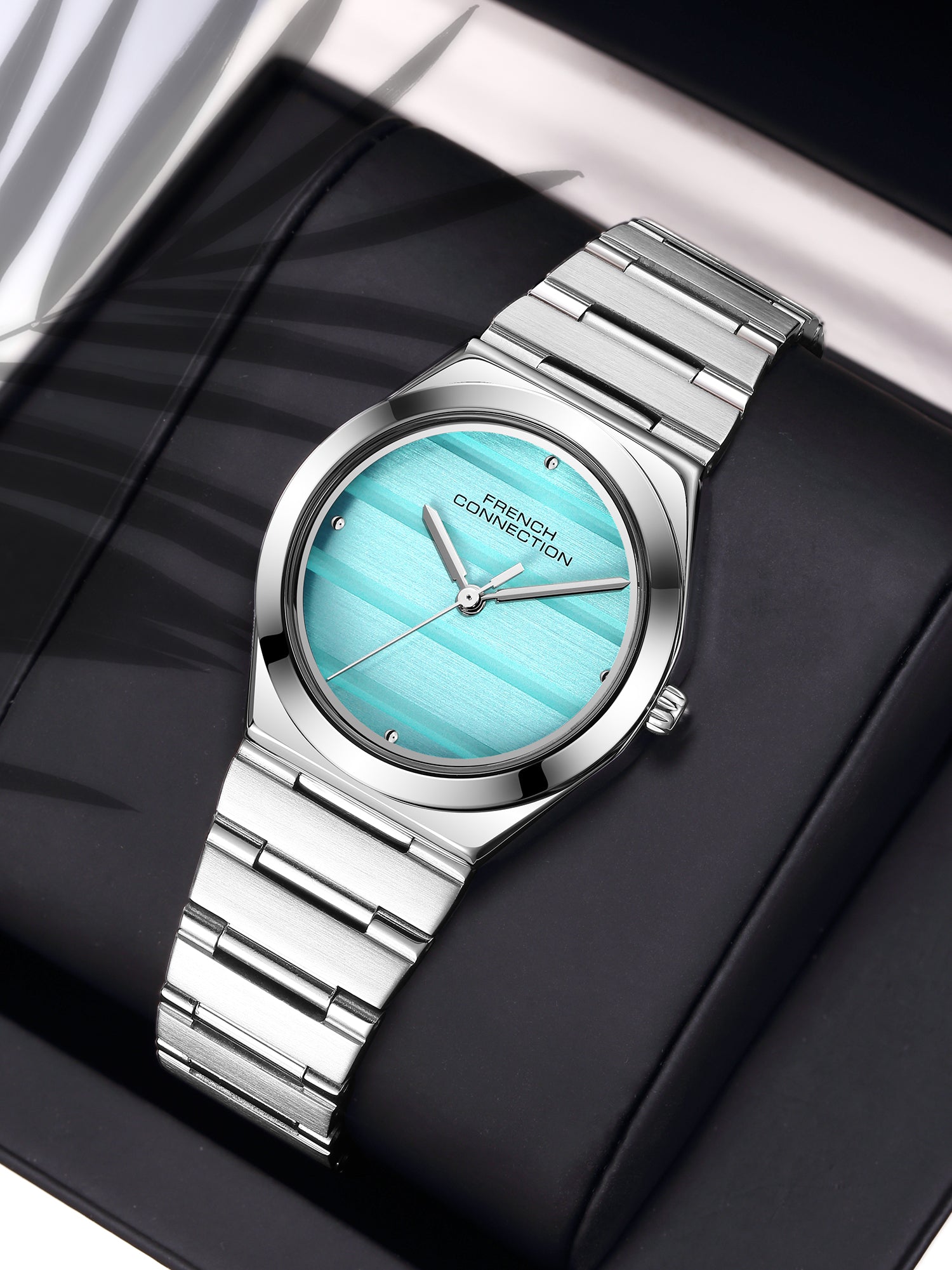 French Connection Aweline | Analog | Blue Dial | Silver Stainless Steel Strap | Watch for Women - FCM09USM