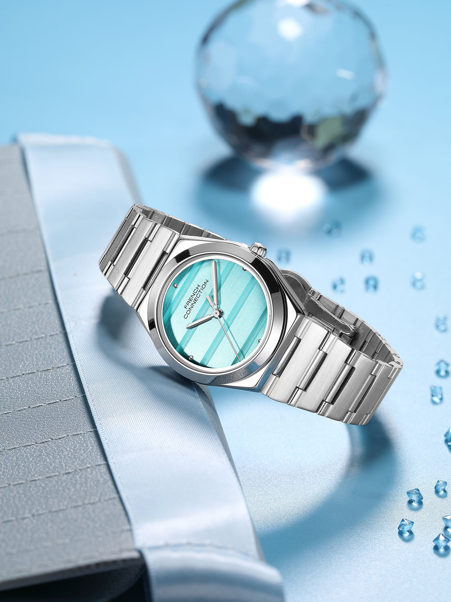French Connection Aweline | Analog | Blue Dial | Silver Stainless Steel Strap | Watch for Women - FCM09USM