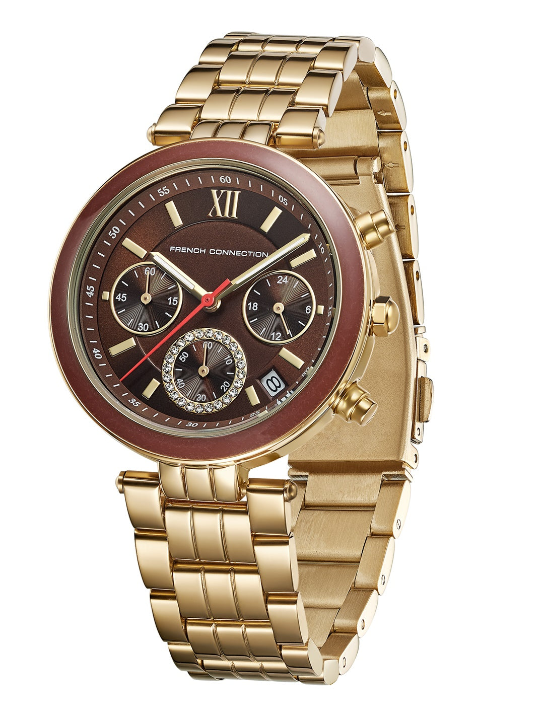 French Connection ChronaLuxe | Quartz Chronograph | Brown Dial | Stainless Steel Strap | Watch for Women - FCMX05BGM