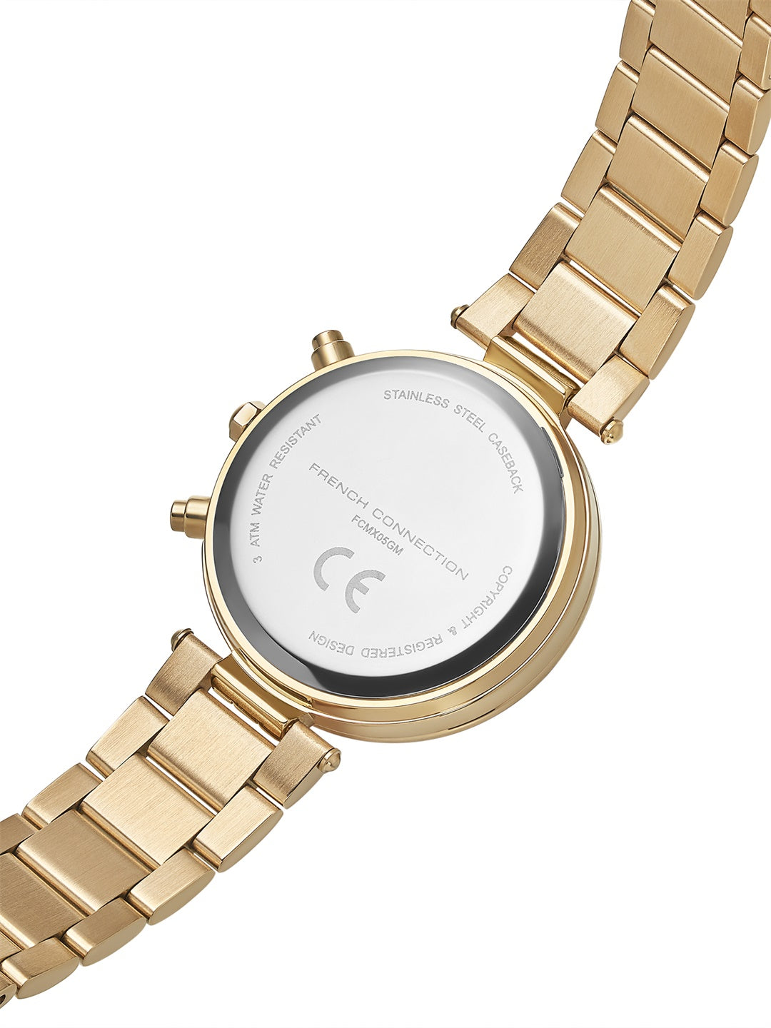 French Connection ChronaLuxe | Quartz Chronograph | Champagne Dial | Stainless Steel Strap | Watch for Women - FCMX05GM
