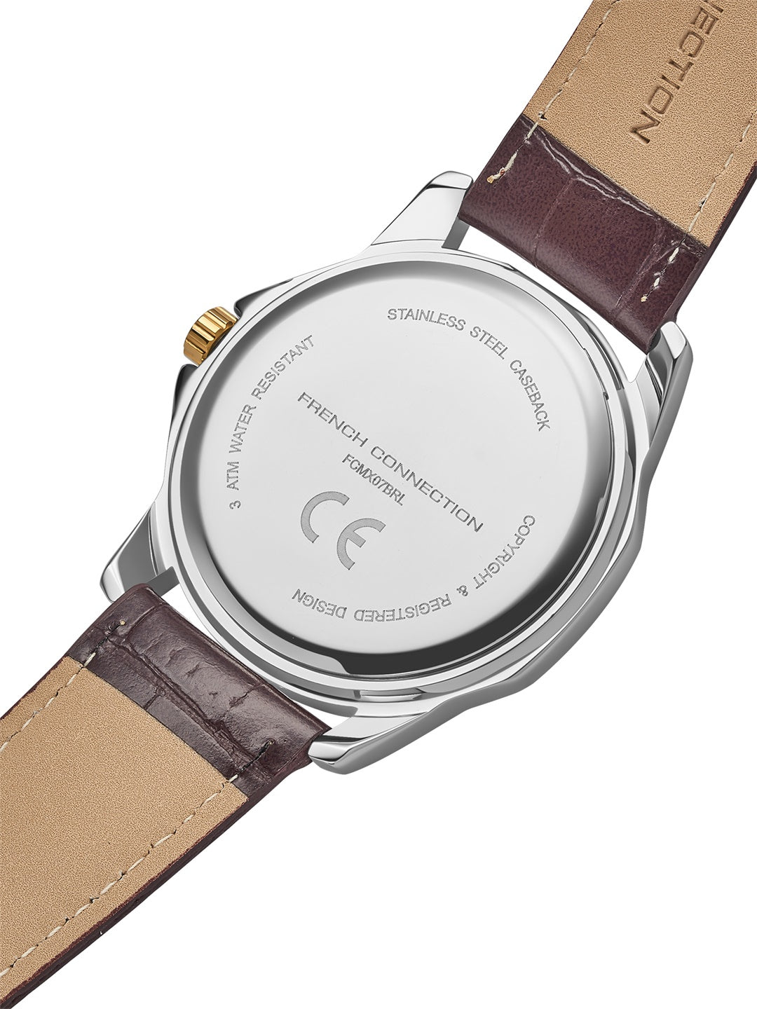 French Connection Romanite | Quartz Analog Display | White Dial | Brown Leather Strap | Watch for Men - FCMX07BRL