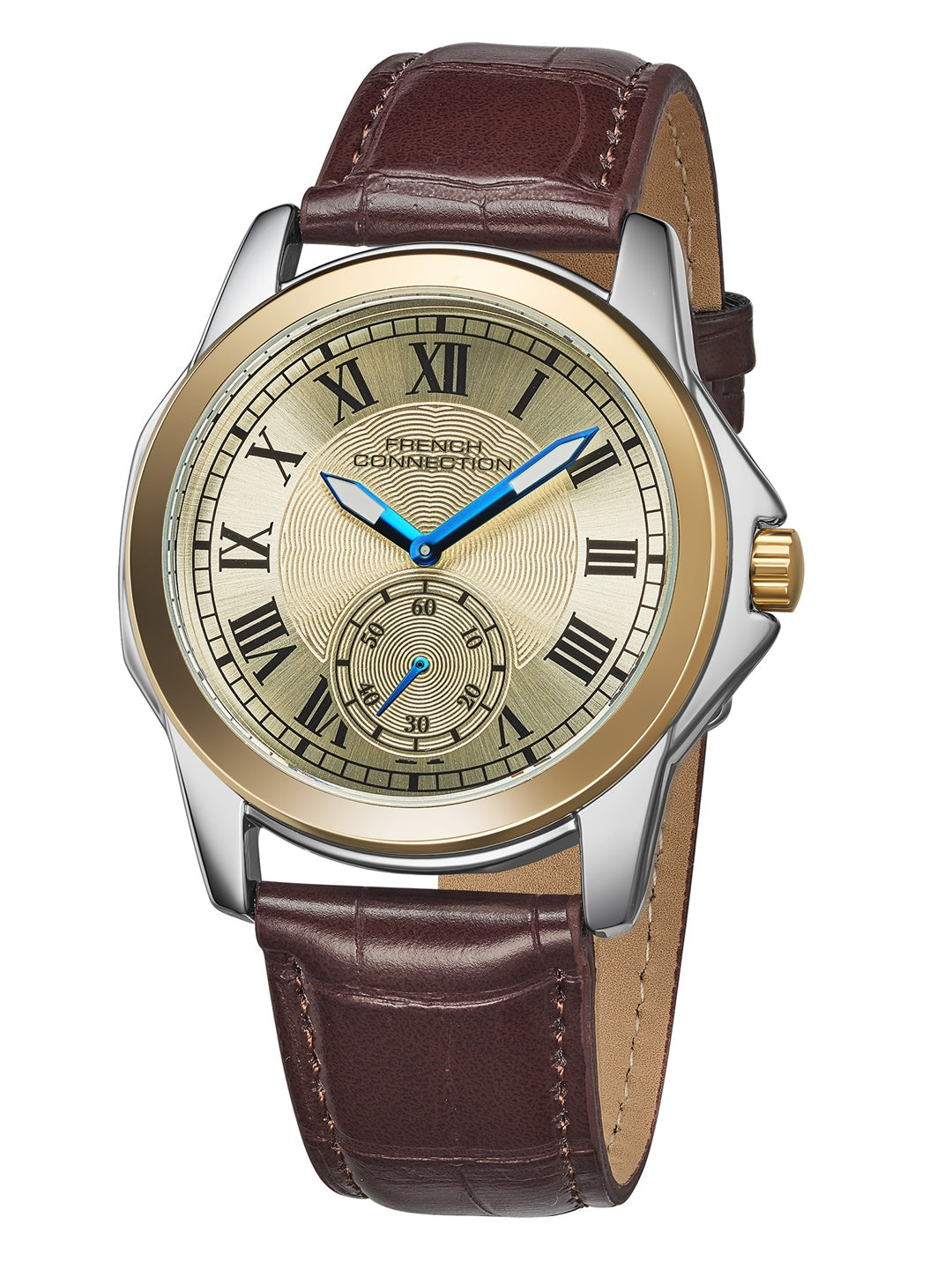 French Connection Romanite | Quartz Analog Display | White Dial | Brown Leather Strap | Watch for Men - FCMX07BRL