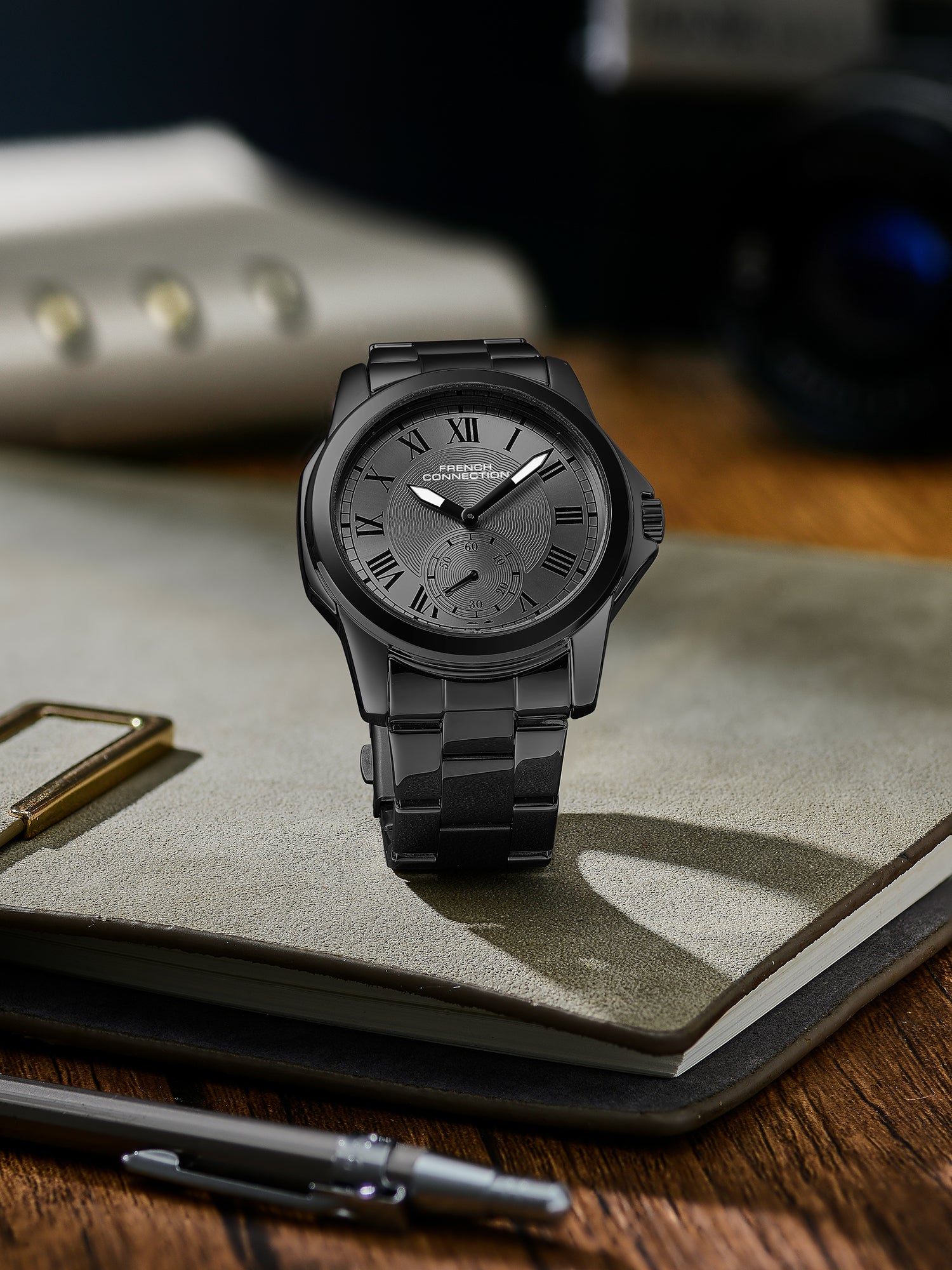 French Connection Romanite | Quartz Analog Display | Gunmetal Dial | Stainless Steel Strap | Watch for Men - FCMX07GNM