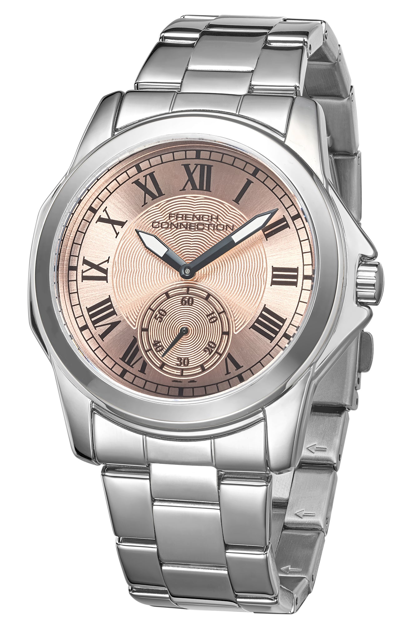 French Connection Romanite | Quartz Analog Display | White Dial | Two- Tone Stainless Steel Strap | Watch for Men - FCMX07SM