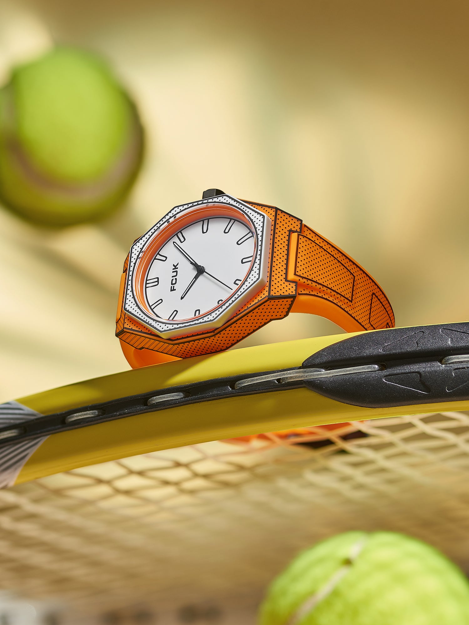 FCUK Escarp Quartz| Analog Display | White Dial | Orange Silicone Strap | Watch for men - FCMX09O