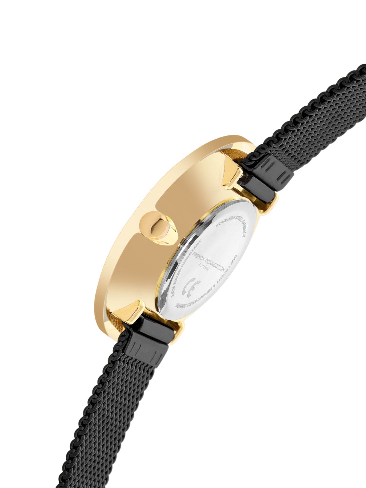 French Connection Sunray Black Round Dial With Black Stainless Steel Strap Watch - For Womens FCMX2BM