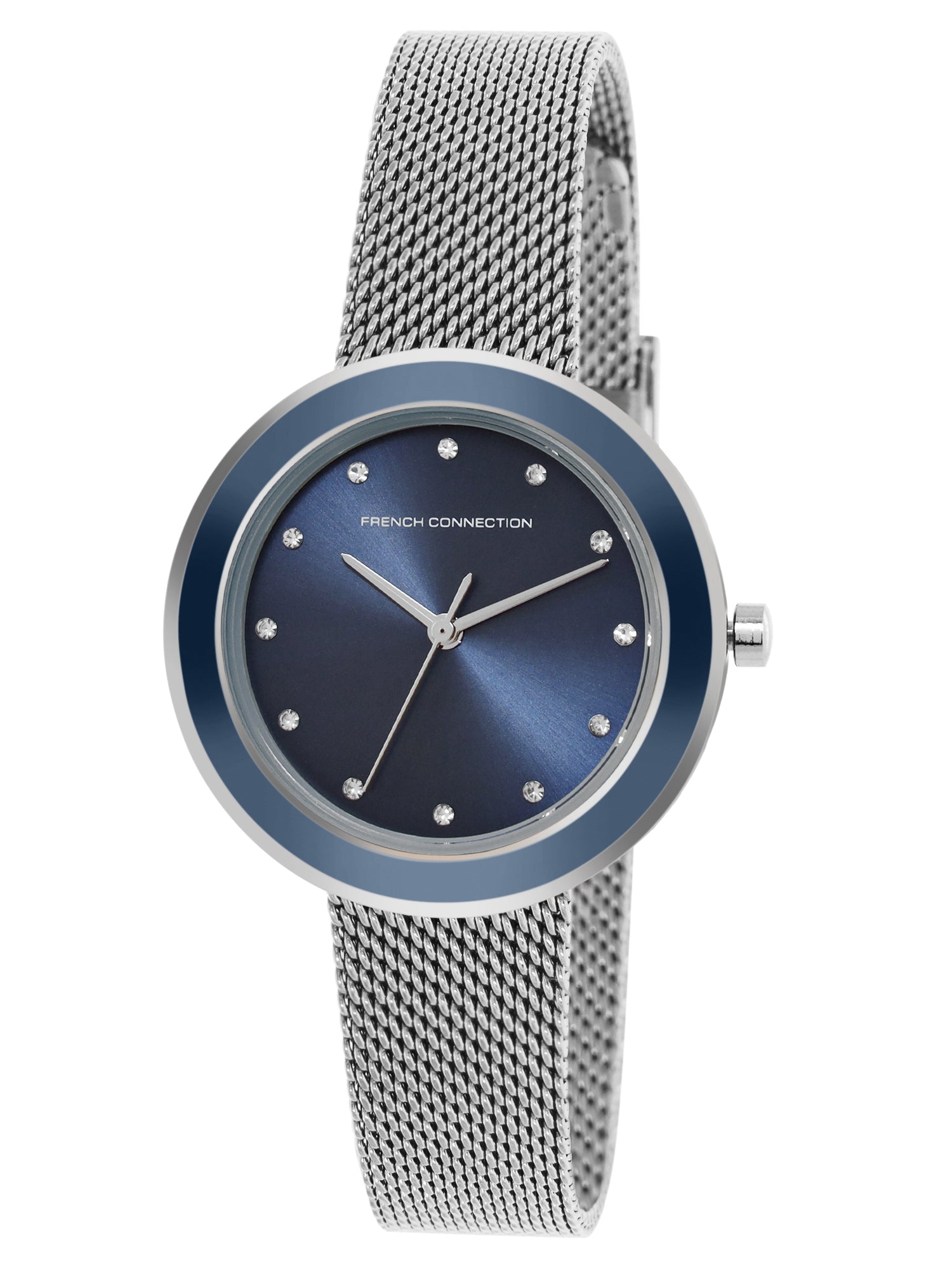 French Connection Sunray Blue Round Dial With Stainless Steel Strap Watch - For Womens FCMX2USM