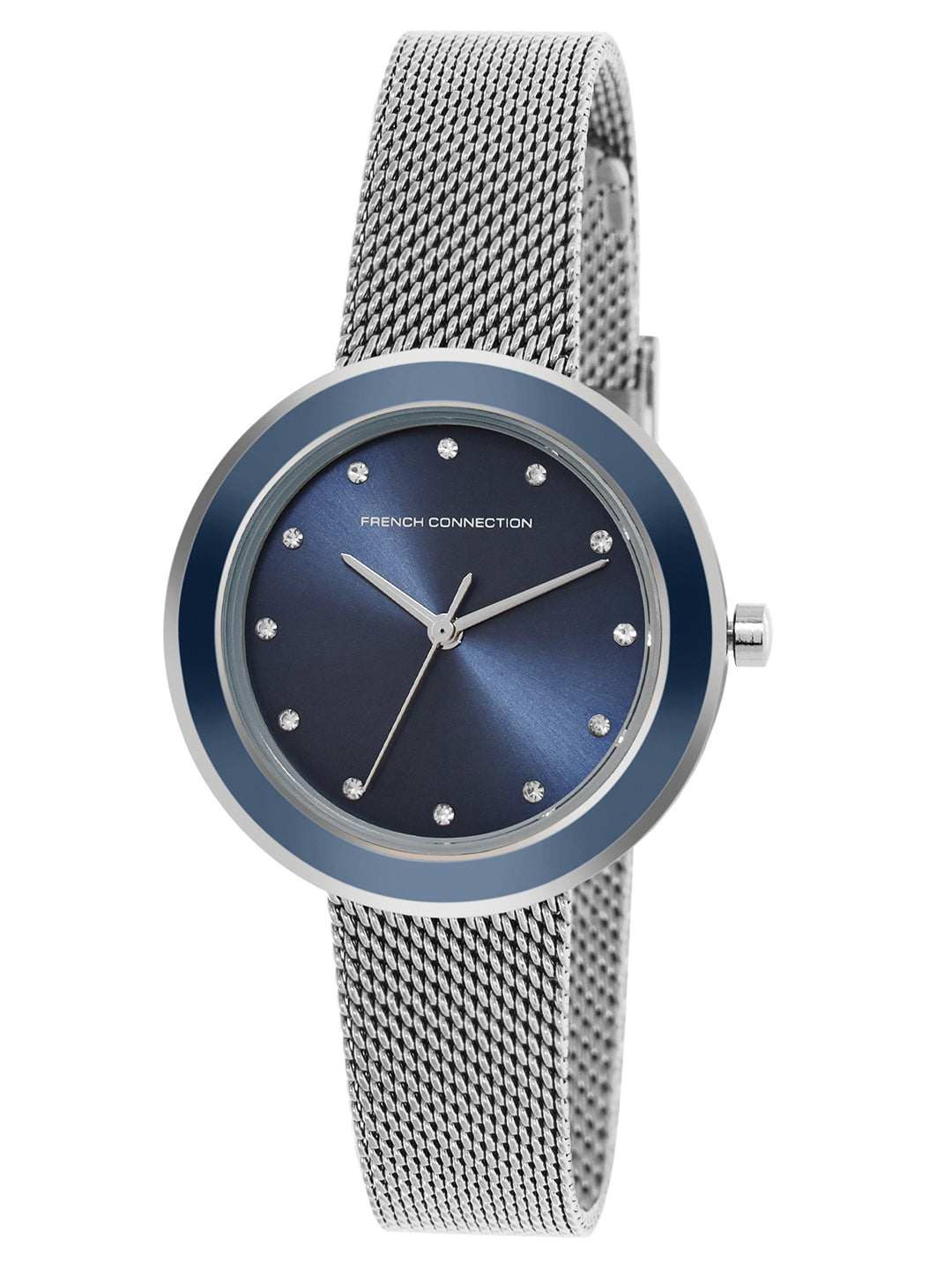French Connection Sunray Blue Round Dial With Stainless Steel  Strap Watch - For Womens FCMX2USM