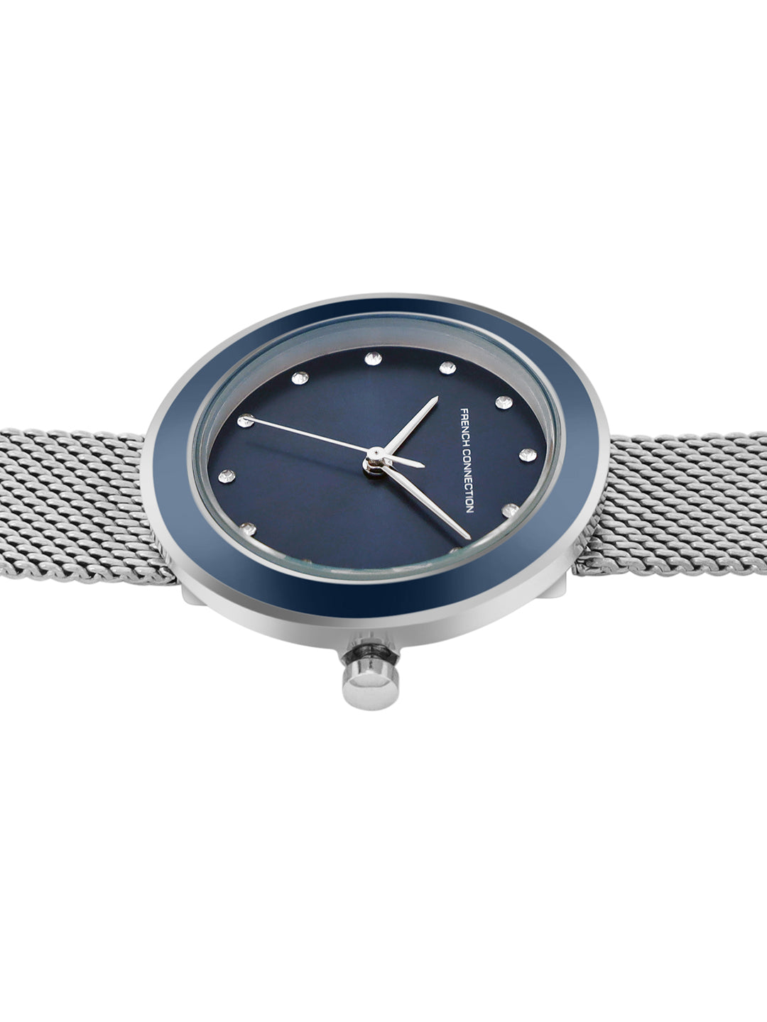 French Connection Sunray Blue Round Dial With Stainless Steel  Strap Watch - For Womens FCMX2USM