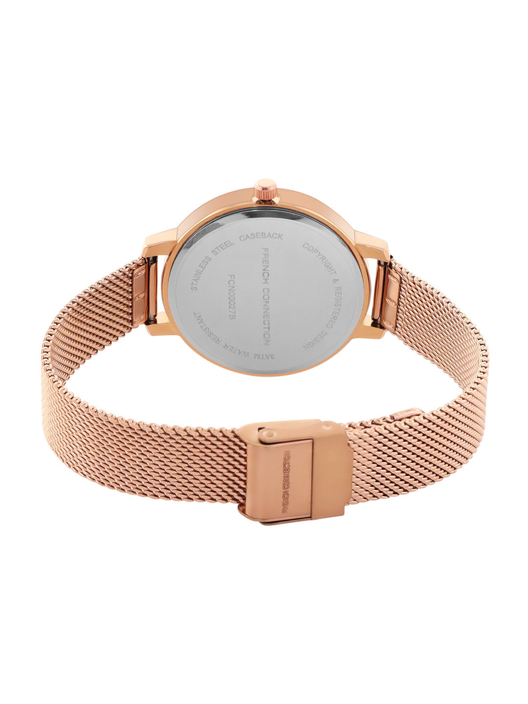 French Connection Analog Rose Gold Mesh Strap Women's Watch-FCN00027B