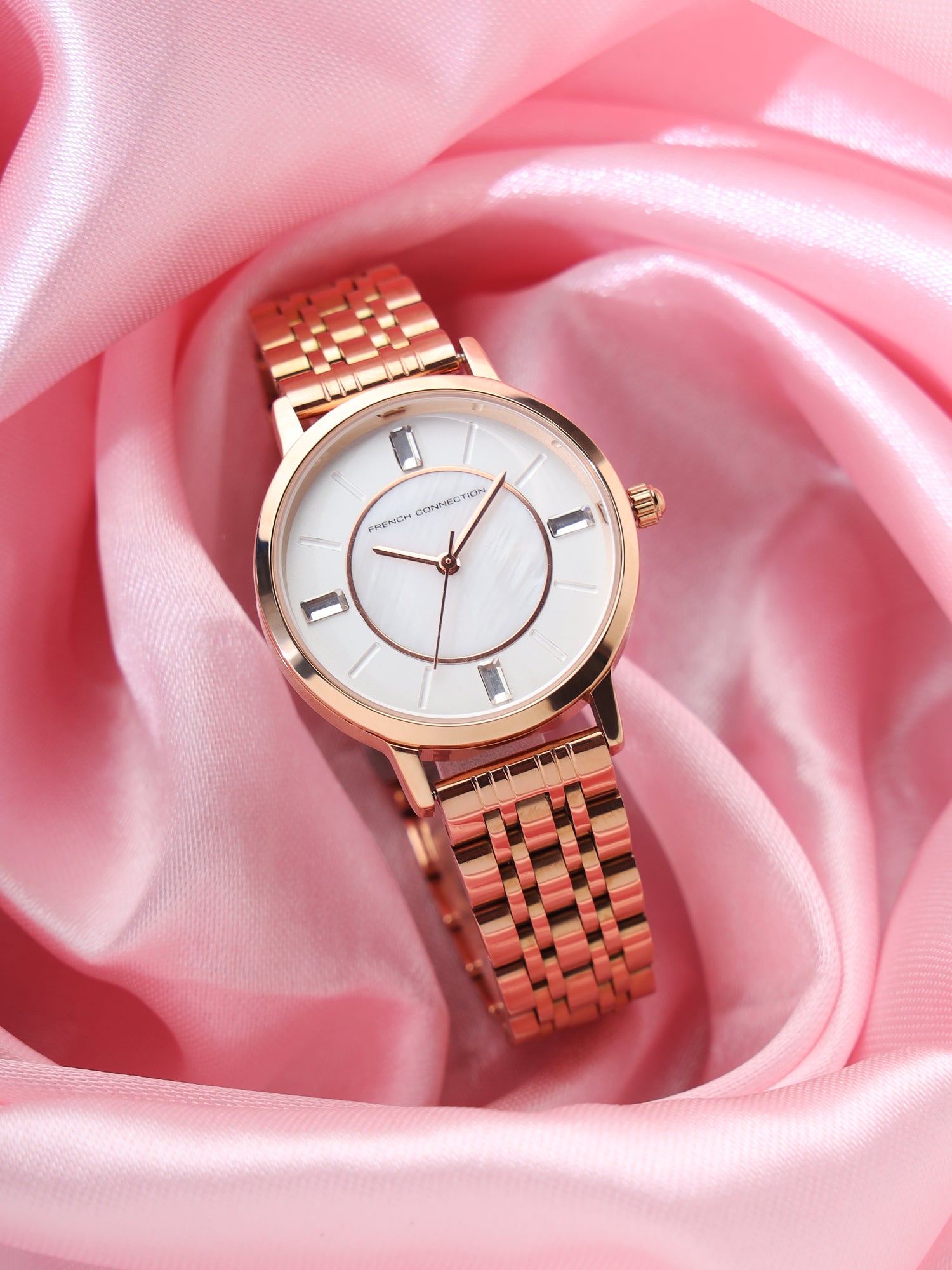 French Connection Mop white Dial with Rose Gold Strap Womens Analog Watch | FCN00066F