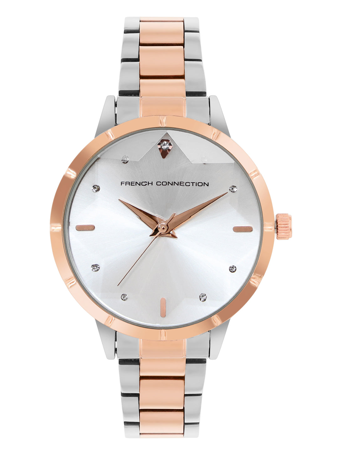 French Connection Silver Dial with Rose Gold Strap Womens Analog Watch | FCN00078D