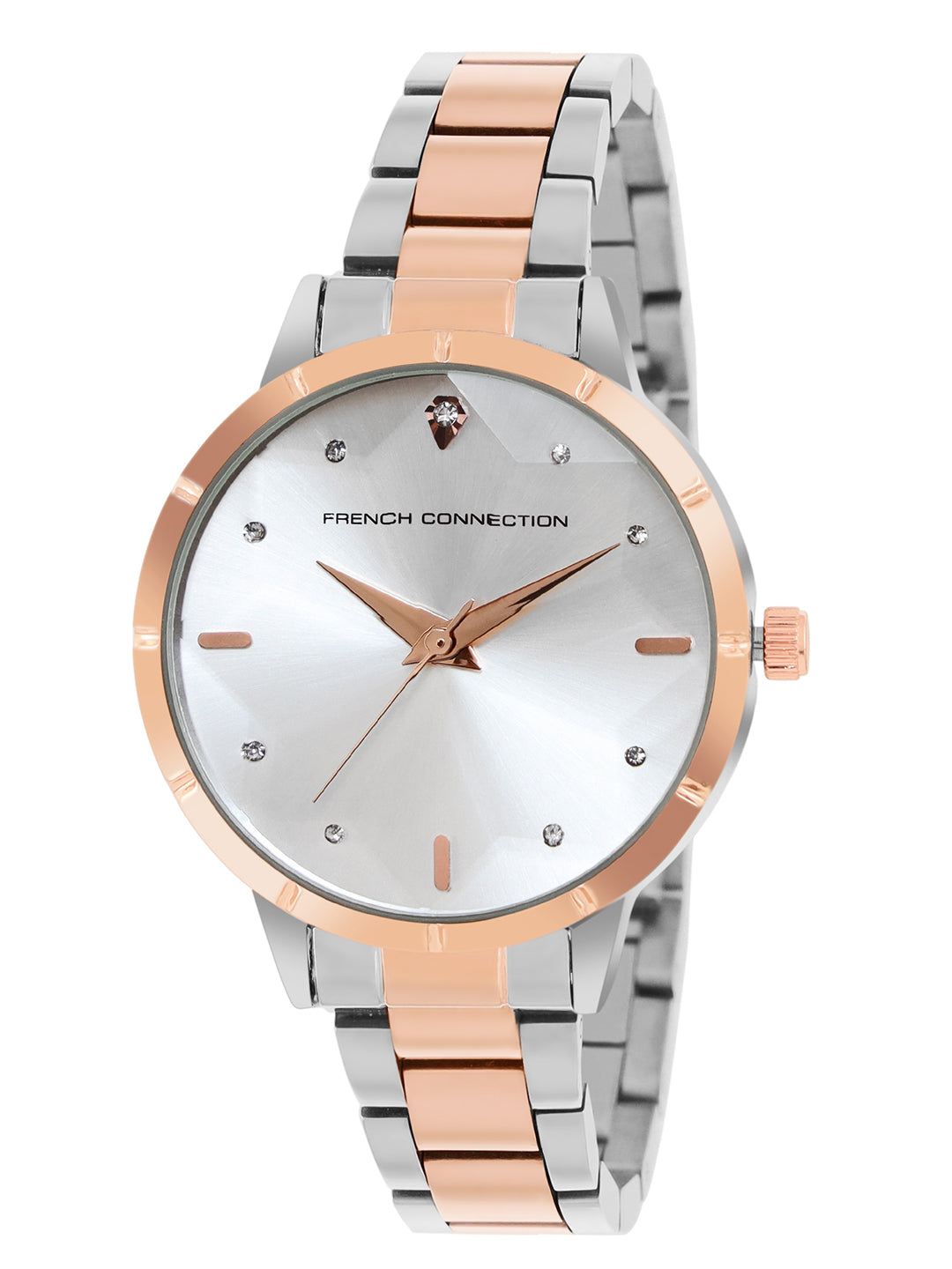 French Connection Silver Dial with Rose Gold Strap Womens Analog Watch | FCN00078D
