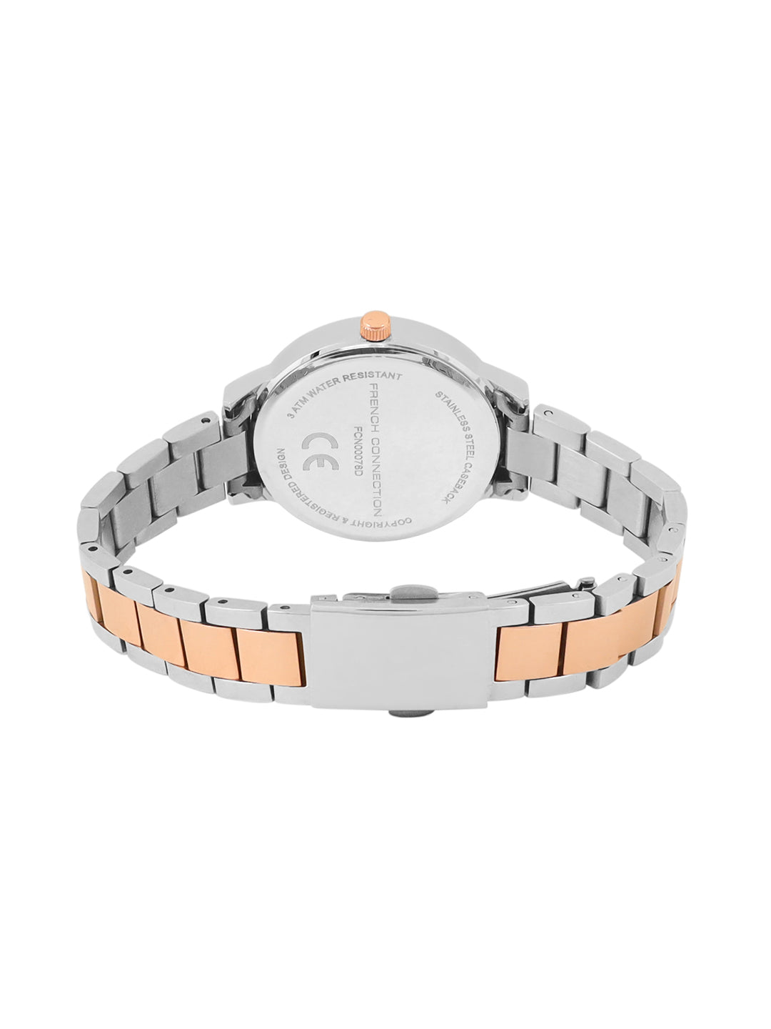 French Connection Silver Dial with Rose Gold Strap Womens Analog Watch | FCN00078D