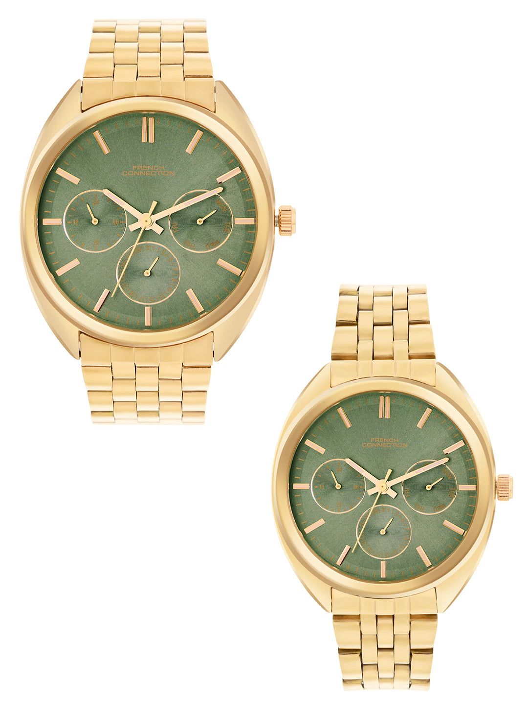 French Connection Green Dial Multifunction Watch for Couple - FCN0113GM