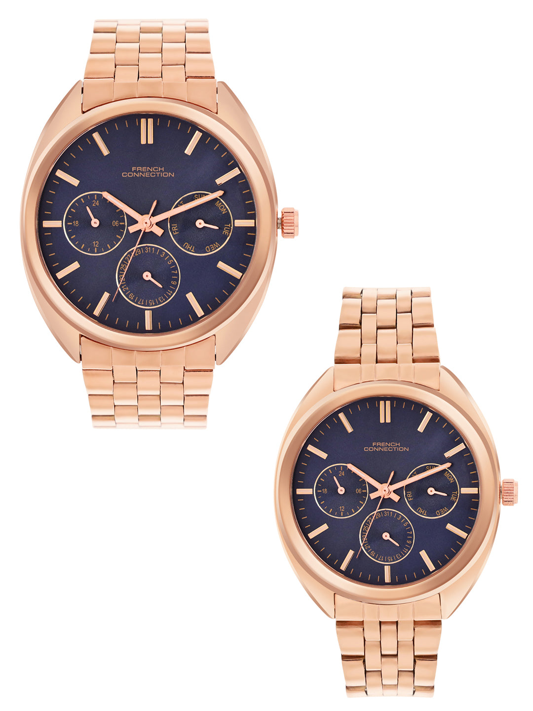 French Connection Blue Dial Multifunction Watch for Couple - FCN0113RGM