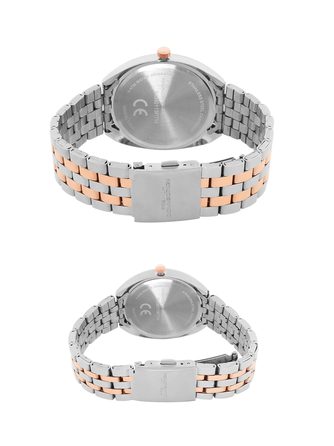 French Connection Silver Dial Multifunction Watch for Couple - FCN0113RTM