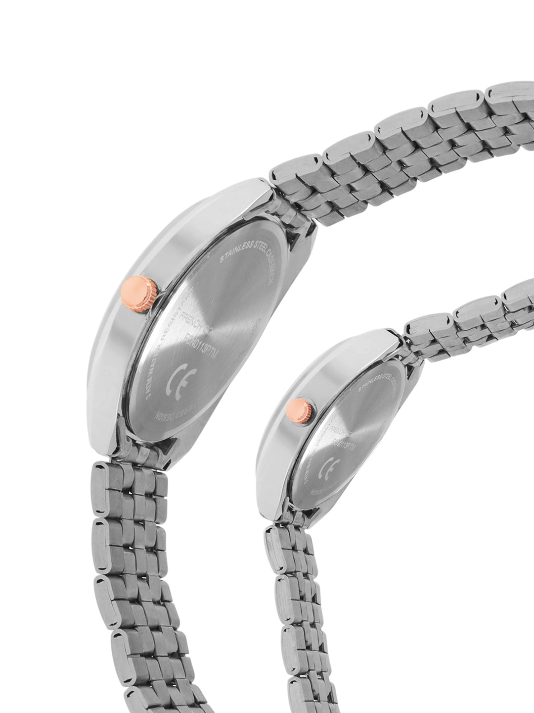 French Connection Silver Dial Multifunction Watch for Couple - FCN0113RTM
