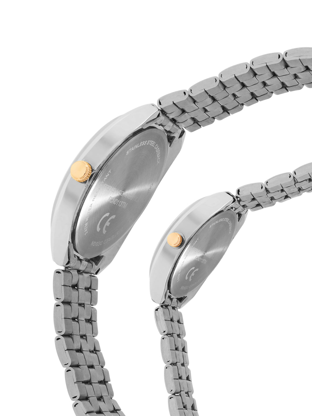 French Connection Silver Dial Multifunction Watch for Couple - FCN0113TM