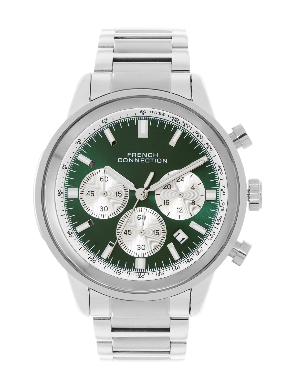 French Connection Sunray Green Round Dial With Stainless Steel Strap Chronograph Watch - For Mens FCN0120SM