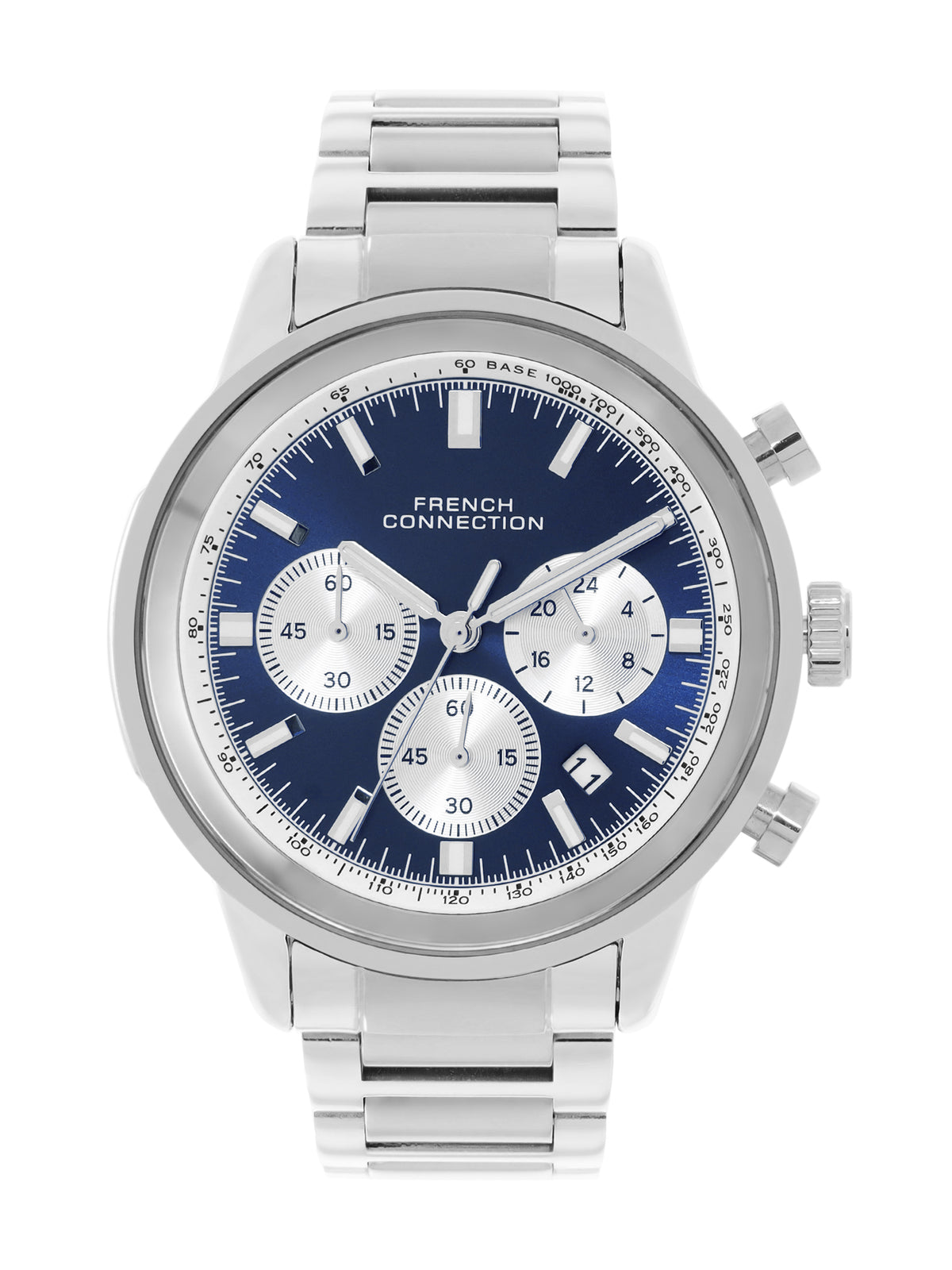 French Connection Sunray Blue Round Dial With Stainless Steel Strap Chronograph Watch - For Mens FCN0120USM