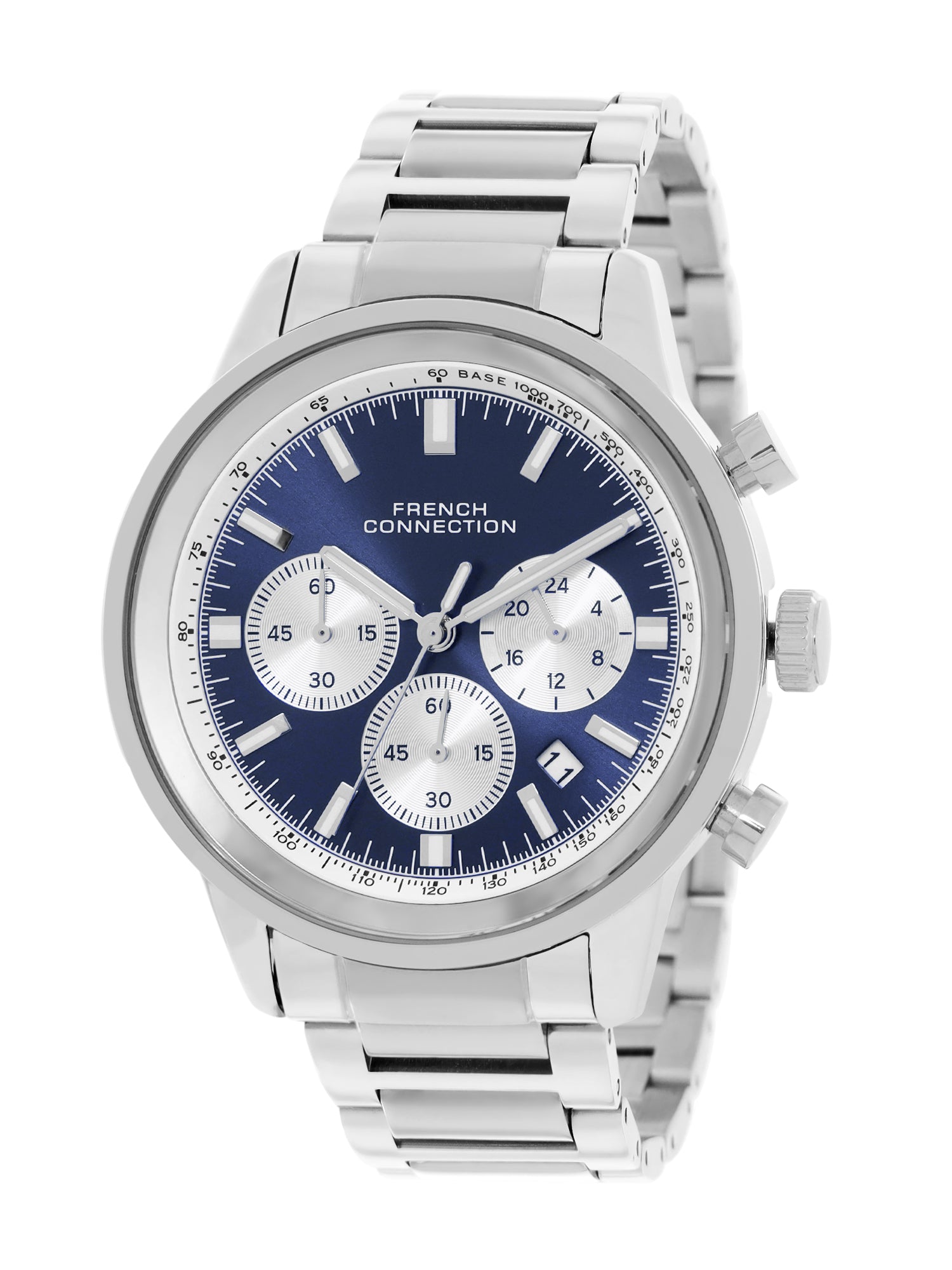 French Connection Sunray Blue Round Dial With Stainless Steel Strap Chronograph Watch - For Mens FCN0120USM