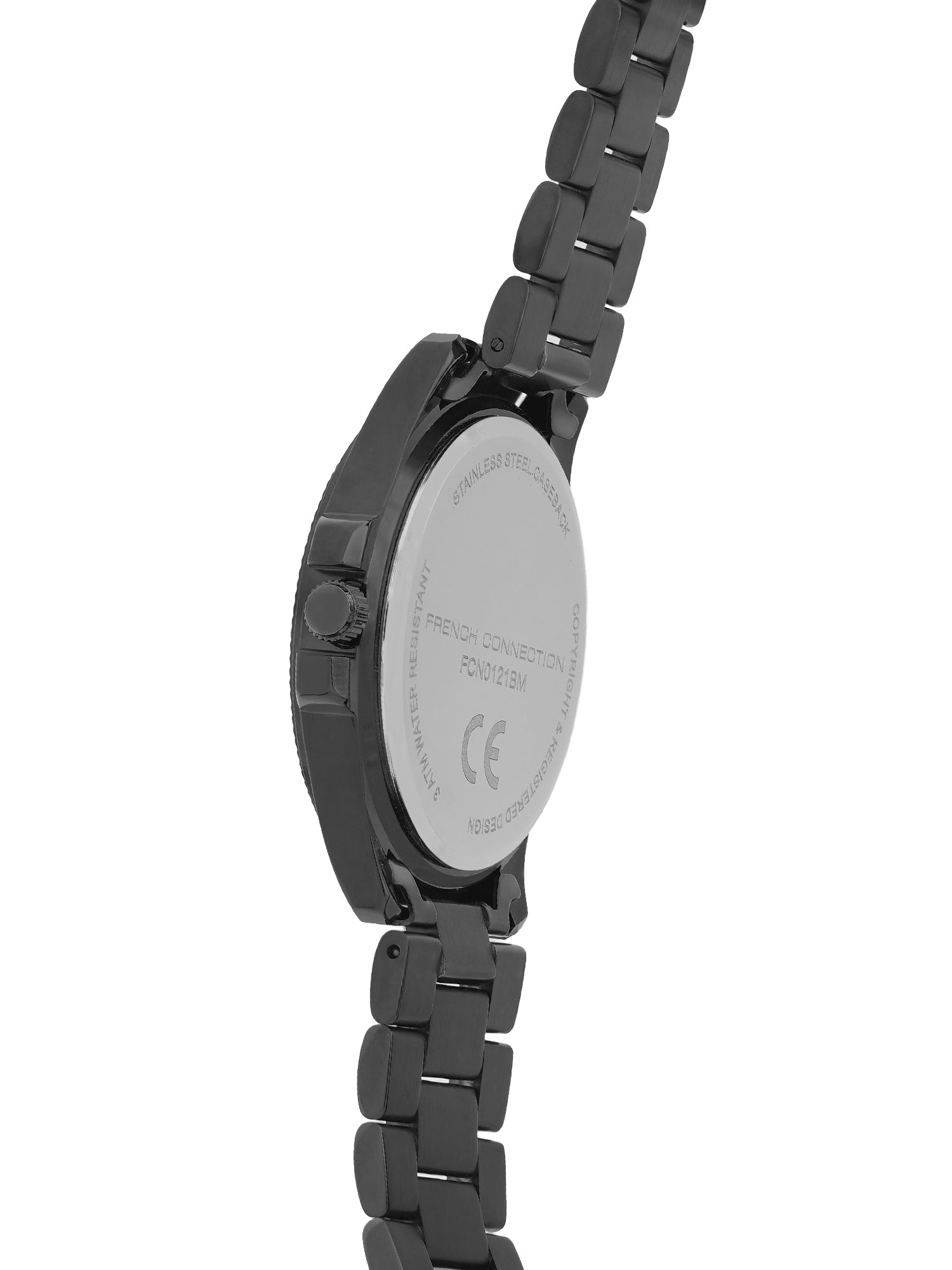French Connection Sunray Gun Round Dial With Black Stainless Steel Strap Watch - For Mens FCN0121BM