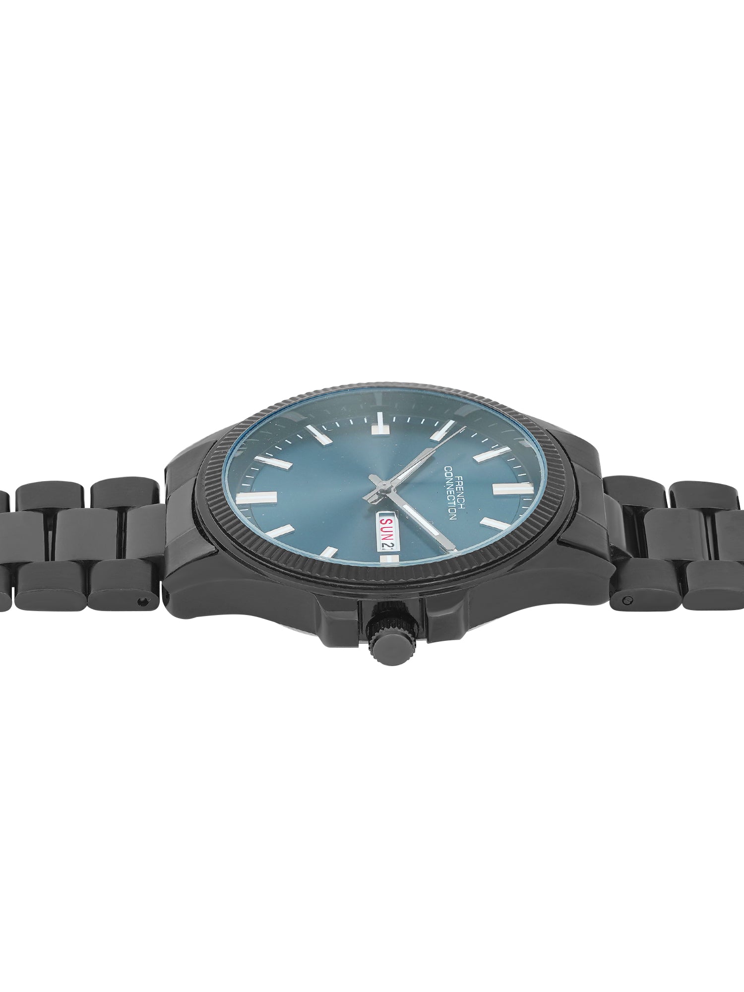 French Connection Sunray Gun Round Dial With Black Stainless Steel Strap Watch - For Mens FCN0121BM