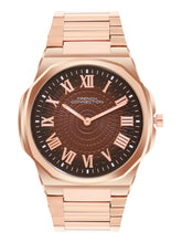 French Connection Textured Brown Round Dial With Rose Stainless Steel Strap Watch - For Mens FCN0125RGM