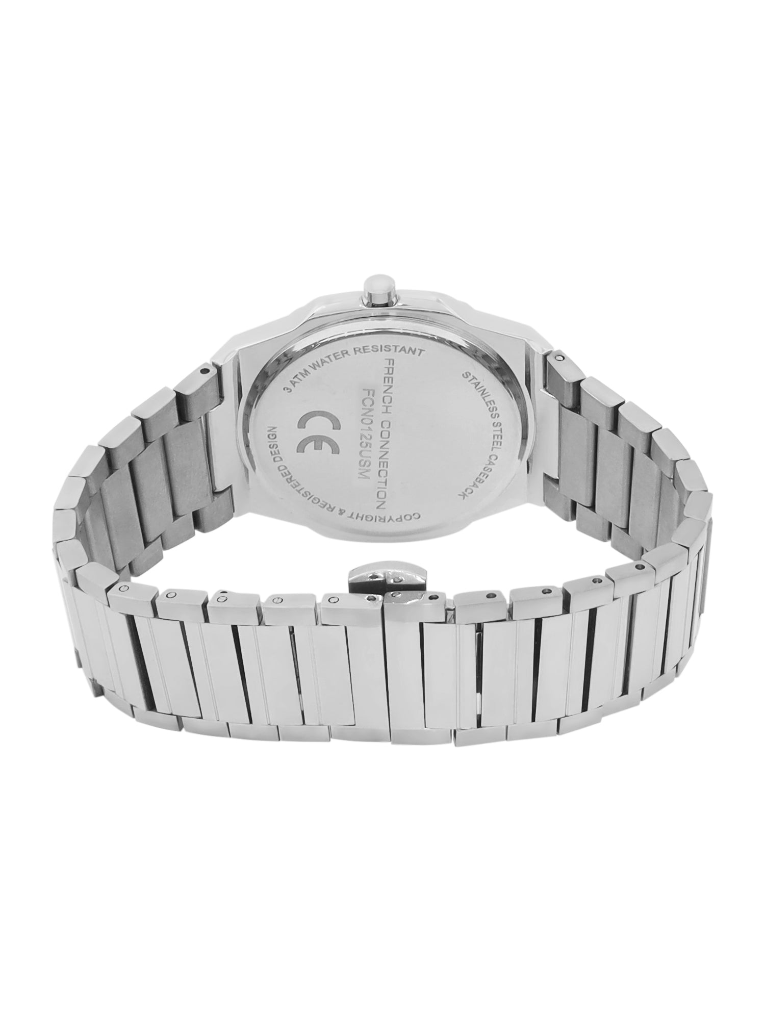 French Connection Textured Blue Round Dial With Stainless Steel Strap Watch - For Mens FCN0125USM