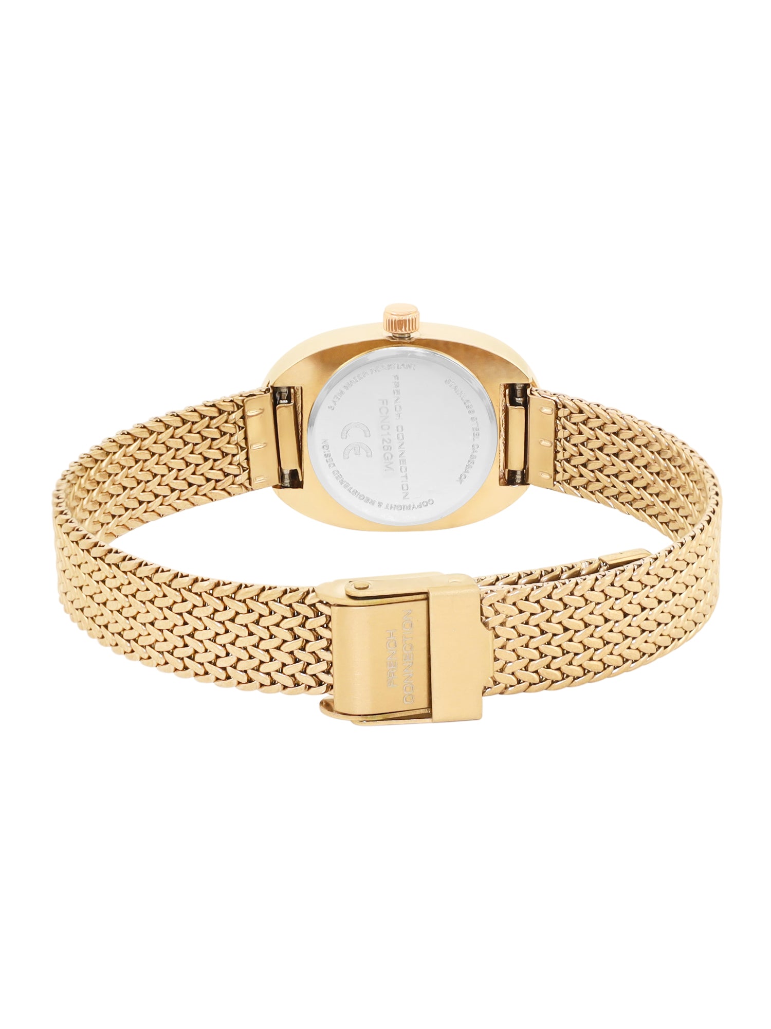French Connection Mop Silver Rectangle Dial With Stainless Steel Strap Watch - For Womens FCN0126GM