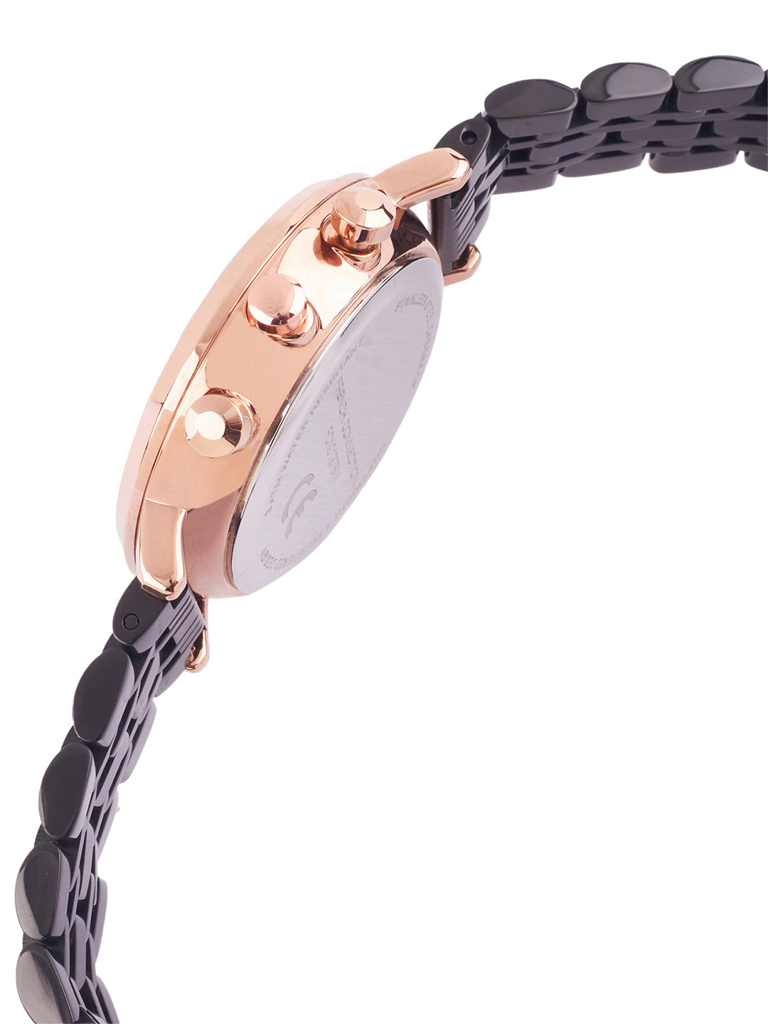 French Connection Sunray Black Round Dial With Black Stainless Steel  Strap Chronograph Watch - For Womens FCN0127BM